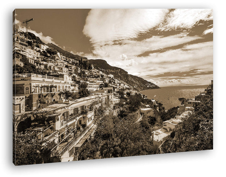 deyoli Amalfi Küste in Italien Format: 100x70 Effekt: Sepia als Leinwandbild, Motiv fertig gerahmt a