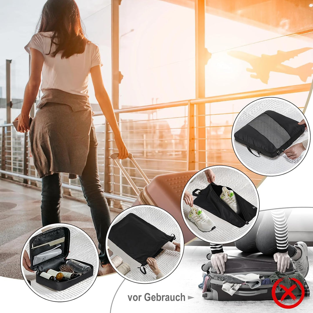 Koffer Organizer Set 6-teilig, Packing Cubes Verpackungswürfel, Packtaschen für Koffer Reiseorganize