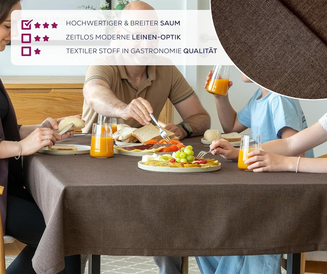 BEAUTEX fleckenabweisende und bügelfreie Tischdecke - Tischtuch mit Lotuseffekt - Tischwäsche in Lei