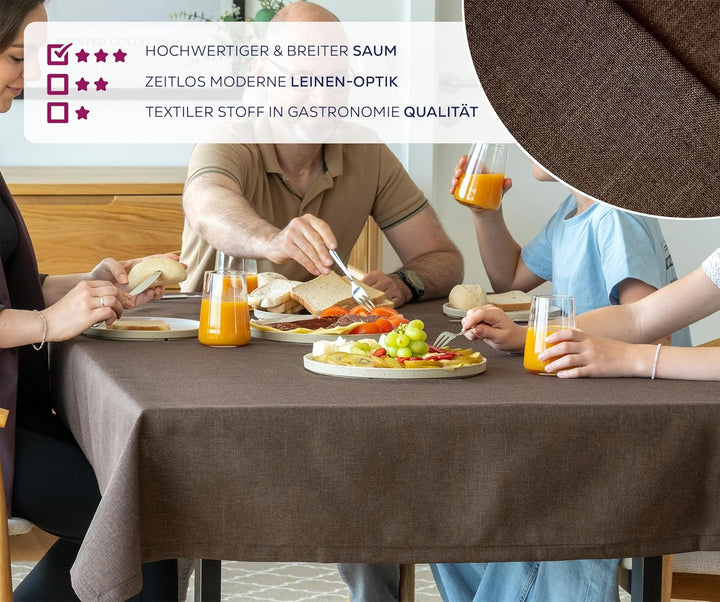 BEAUTEX fleckenabweisende und bügelfreie Tischdecke - Tischtuch mit Lotuseffekt - Tischwäsche in Lei