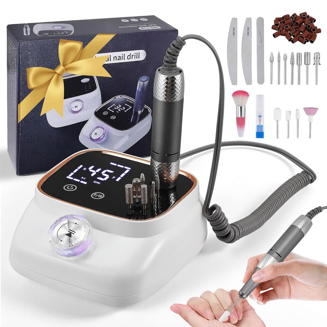 Maniküre/Pediküreset, Elektrisches Nagelpflegeset mit 3 Nagelfeilen, 11 Bits, 56 Schleifbänder, LED