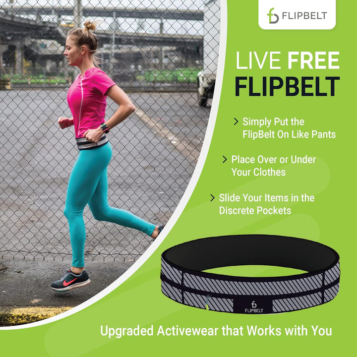 FlipBelt Zipper - Laufgürtel für Handy & kleines Zubehör - Sport-Bauchtasche für Damen und Herren XS