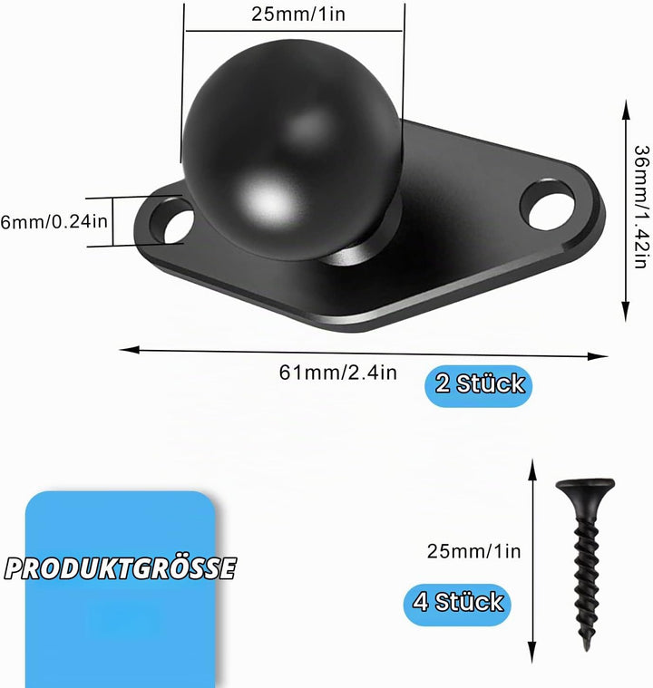 Ram Mount Arm Handyhalter Fahrrad Kugelkopf Wandhalterung Diamant Base 2 Stck 1" Handyhalterung zum
