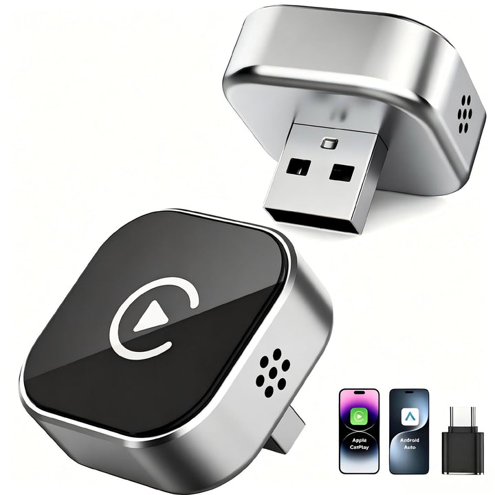 Mini CarPlay Wireless Adapter für iOS/Android, 2 in 1 Car Play Plug&amp;Play Silber, Silber