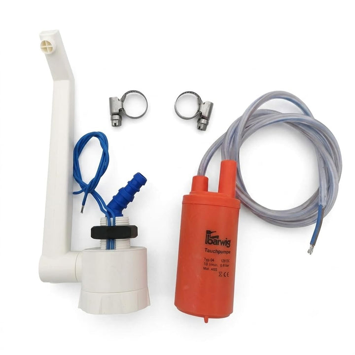 CR-MOESANCO® Set Wasserhahn + Pumpe + 2 Schlauchschellen aus Edelstahl für Wohnwagen, 12 V, Wohnmobi