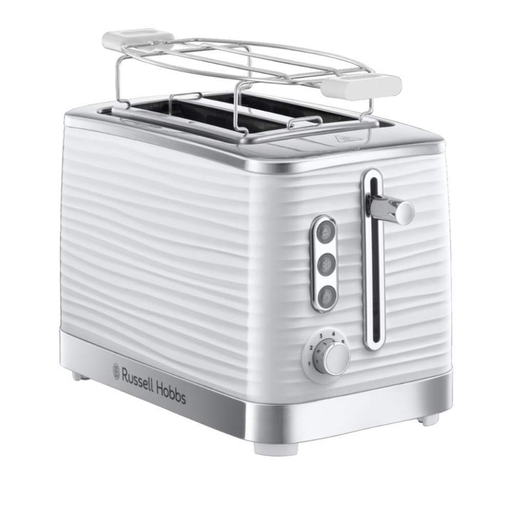 Russell Hobbs Toaster [für 2 Scheiben] Inspire Weiss mit hochwertiger Hochglanz-Struktur (extra brei