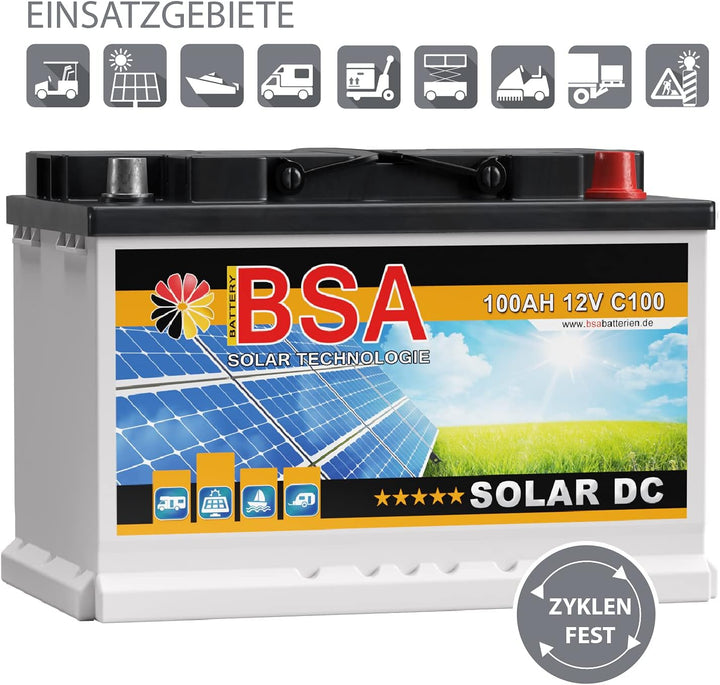 12V 100Ah Batterie Solarbatterie Versorgungsbatterie Boot Wohnmobil - 6 Grössen (100Ah)