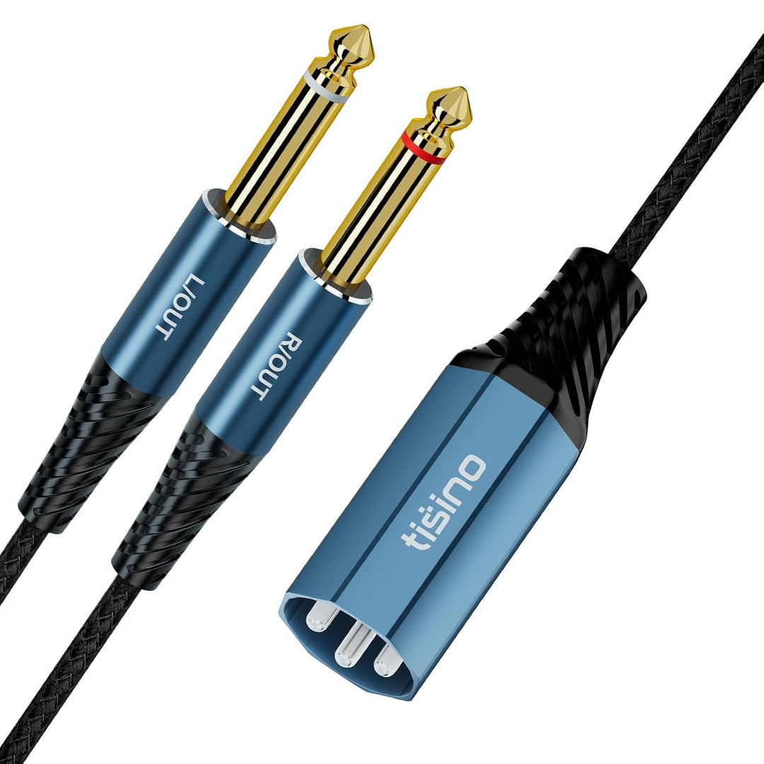 Tisino Dual 6,35mm TS Klinkenstecker auf XLR Splitterkabel (2m), XLR Stecker auf Dual 6,35mm TS Mono