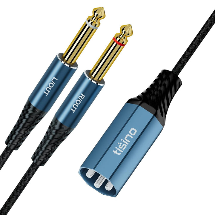 Tisino Dual 6,35mm TS Klinkenstecker auf XLR Splitterkabel (2m), XLR Stecker auf Dual 6,35mm TS Mono