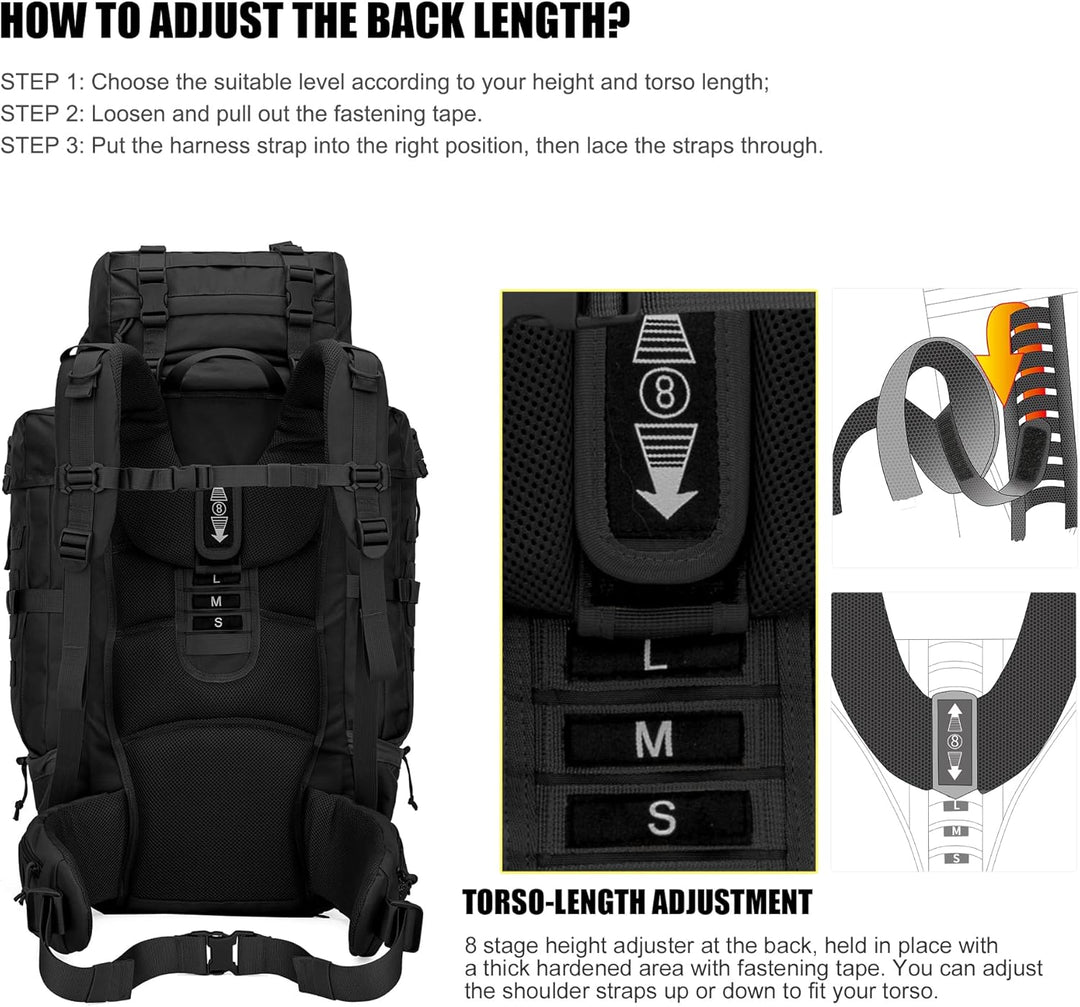 Mardingtop 70L Militär Rucksack Trekkingrucksack mit Regenschutz Wanderrucksack im Freien Grosse Kap