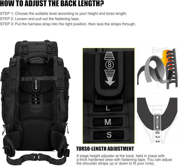 Mardingtop 70L Militär Rucksack Trekkingrucksack mit Regenschutz Wanderrucksack im Freien Grosse Kap