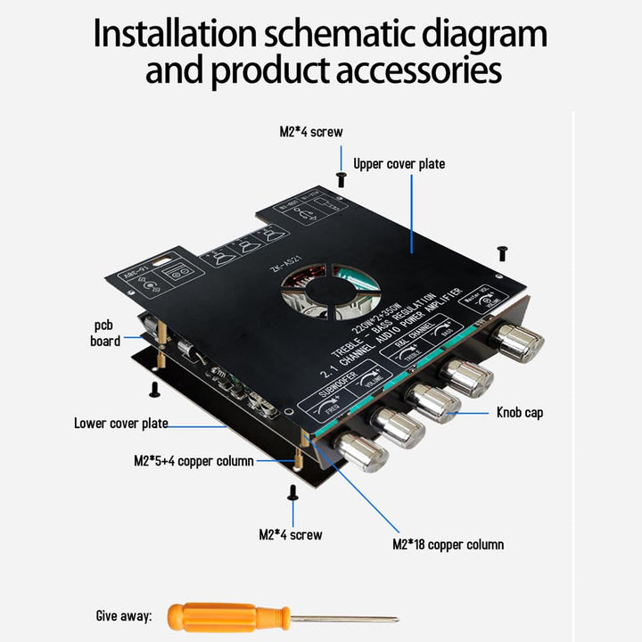 ZK AS21 Audio Verstärkerplatine DC16~38 V 2.1Channel Digitalverstärker Modul mit TPA3255 Chip 220W ~