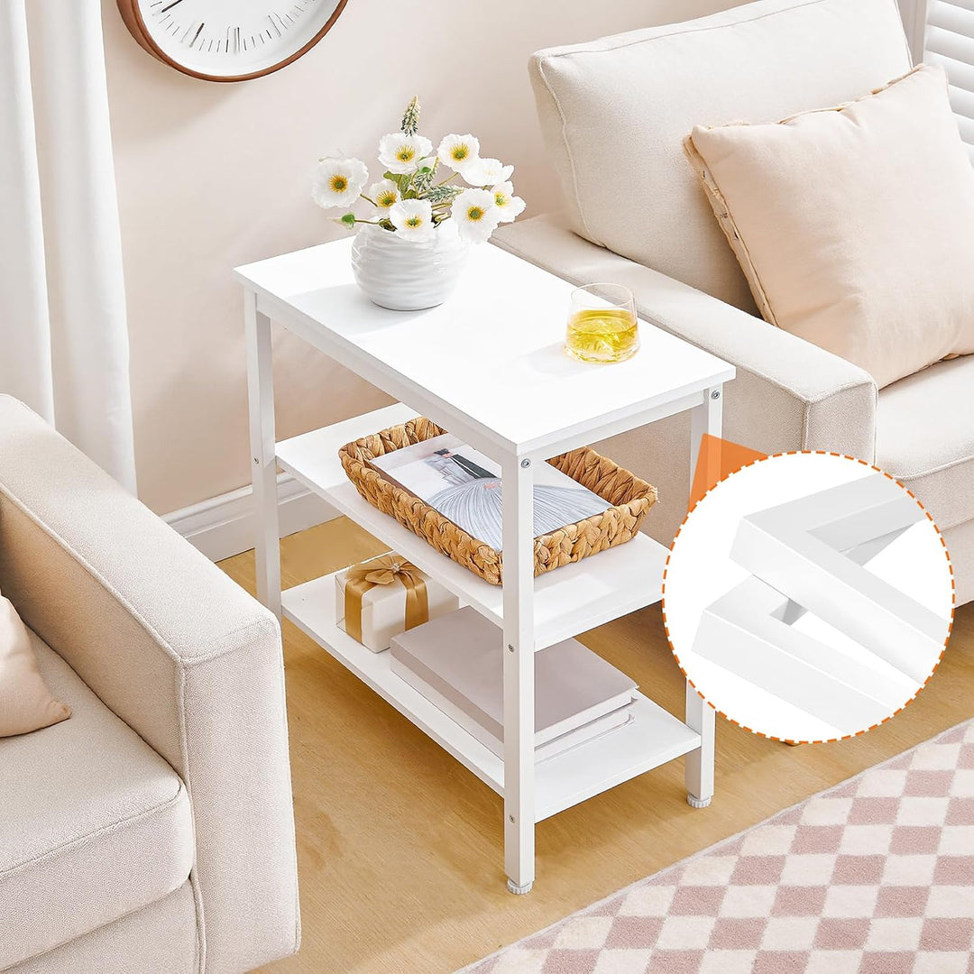 HOOBRO Beistelltisch, Nachttisch mit 3 Ablage, Sofatisch Industriestil, Nachtschrank, Schlafzimmer,