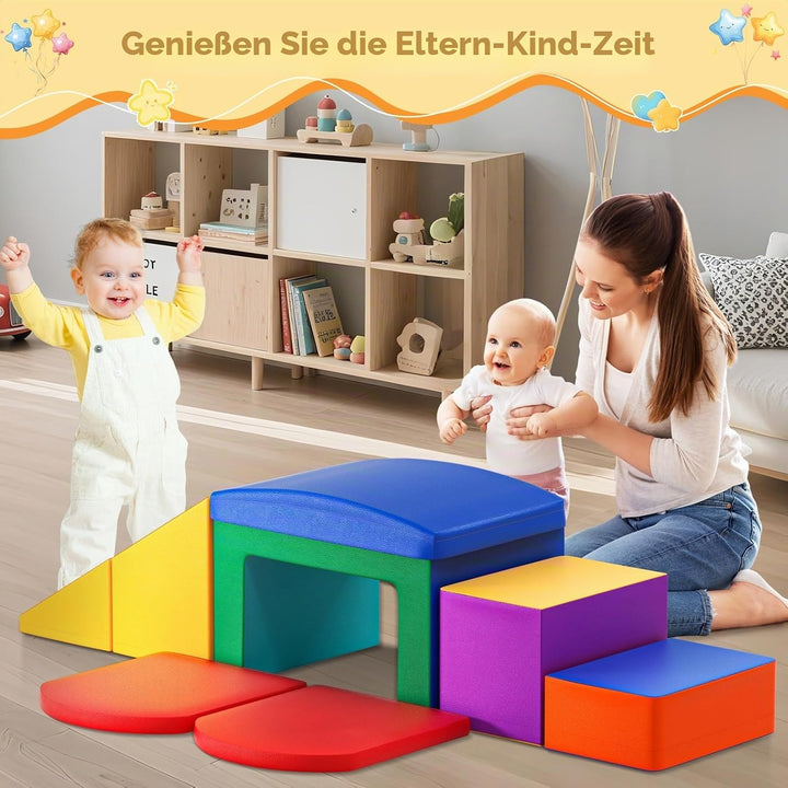 Baby-Schaumstoffbausteine, Softplay-Set für Kleinkinder von 1–3 Jahren, Baby-Kletterturm mit Rutsche