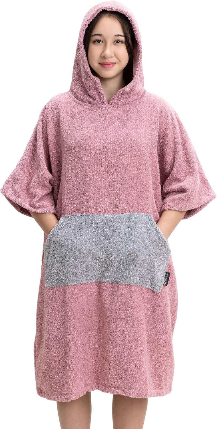 HOMELEVEL Surf und Badeponcho für Kinder - Poncho Handtuch - Badeponcho - Bademantel für Kinder - 10