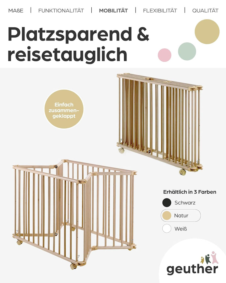 Geuther 2261 Laufgitter Lucilee Passung: 76 cm x 97 cm 3-fach werkzeuglos höhenverstellbar gepolster
