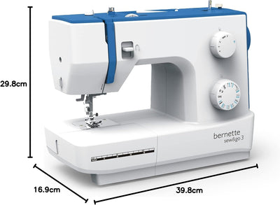 bernette sew&go 3 - Freiarm Nähmaschine, einfache Bedienung, Einfädelhilfe, Fadenabschneider, 19 Näh