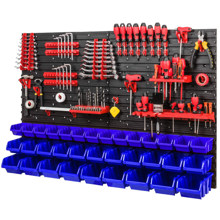 Werkzeugwand Stapelboxen 1152 x 780 mm - Lagersystem SET Werkzeughaltern und 34 Stück Box - Wandrega