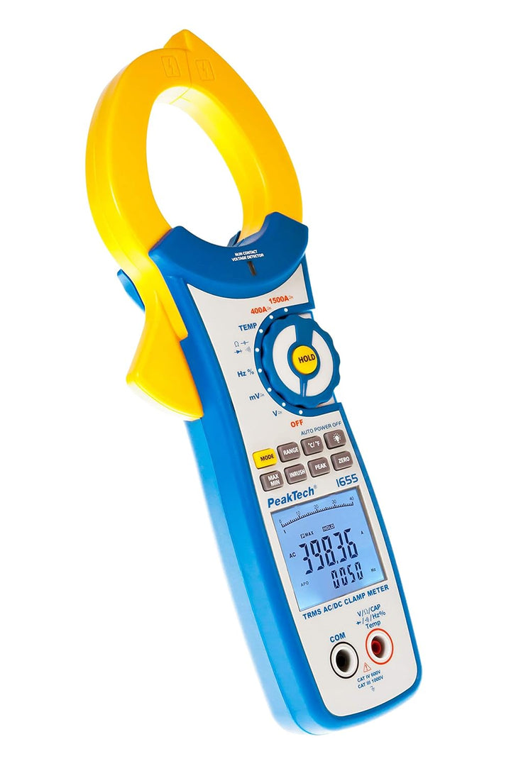 PeakTech 1655 – True RMS Stromzange 1500A AC/DC, 40000 Counts, Digital Multimeter, Zangenmessgerät,