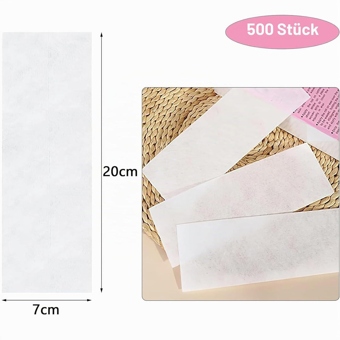 500 Stück Vliesstreifen für Warmwachs und Zuckerpast Wachsstreifen Papier Haarentfernung Bikini Enth