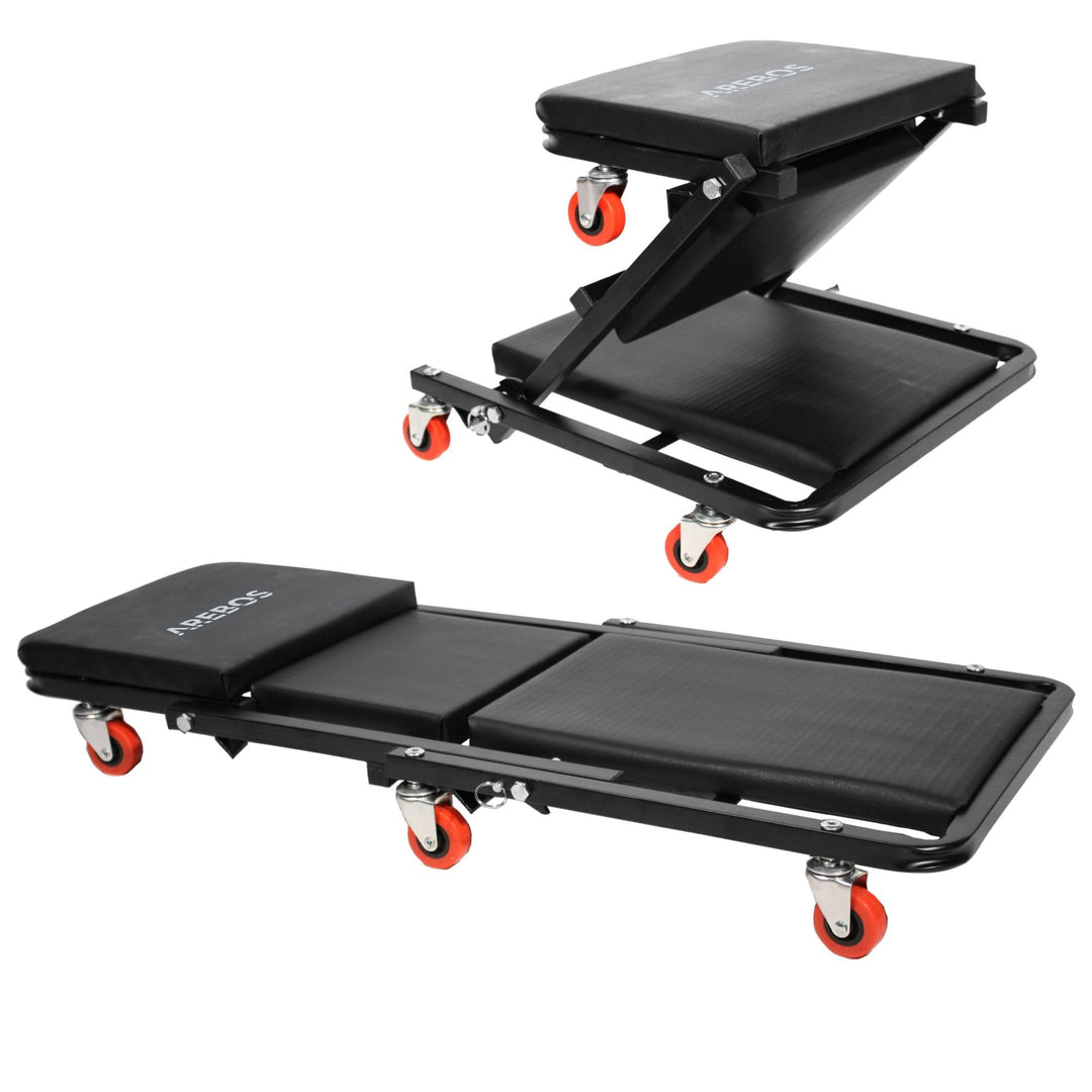 Arebos 2-in-1 Montagerollbrett | 150 kg belastbar | 6 bewegliche Rollen | 360° drehbar | Werkstatt-L
