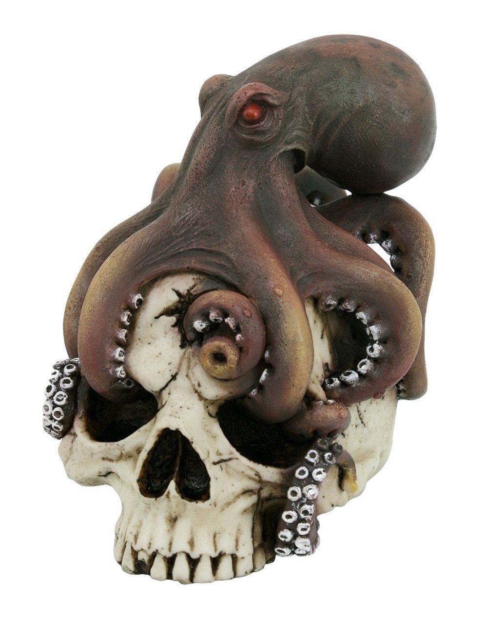 Pacific Trading Octopus Wrapped Around Human Skull Figurine Skeleton Pirate Kraken Ocean Sea New