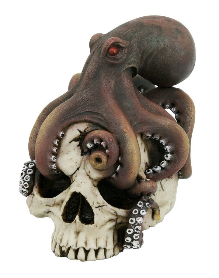Pacific Trading Octopus Wrapped Around Human Skull Figurine Skeleton Pirate Kraken Ocean Sea New