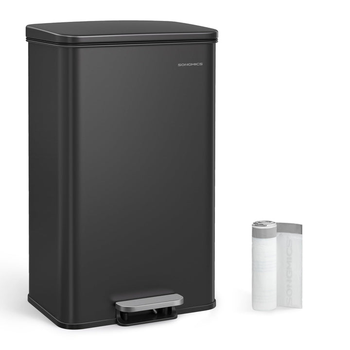 SONGMICS Mülleimer Küche, 40 Liter Abfalleimer, grosser Tretmülleimer, mit Deckel, aus Stahl, Softcl