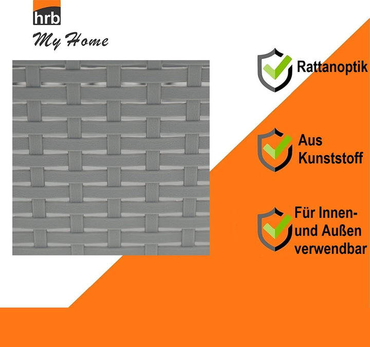HRB Wäschekorb Plastik Rattan Optik, 40 L Wäsche Box Volumen, Wäschesammler mit 58,5 x 39 x 26 cm Au