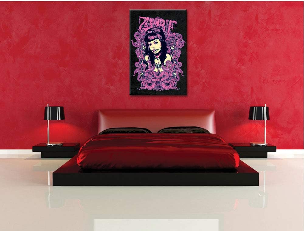 Dark the Zombie-Look black Leinwandbild Bild auf Leinwand, XXL riesige Bilder fertig gerahmt mit Kei