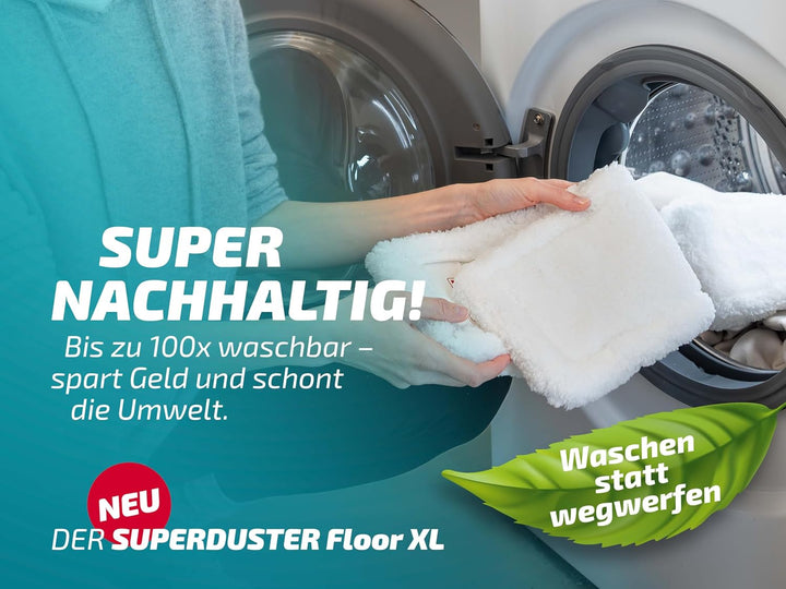 Leifheit SUPERDUSTER Floor XL, waschbarer Staubbezug für Böden, Staubwischer Boden mit Mikrofaser Be