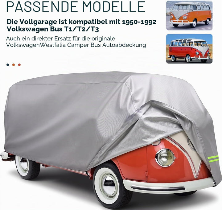 Vollständige Autoabdeckung für VW Bus T1 T2 T3 1950-1992 Multivan Caravelle Transporter, 600D wasser