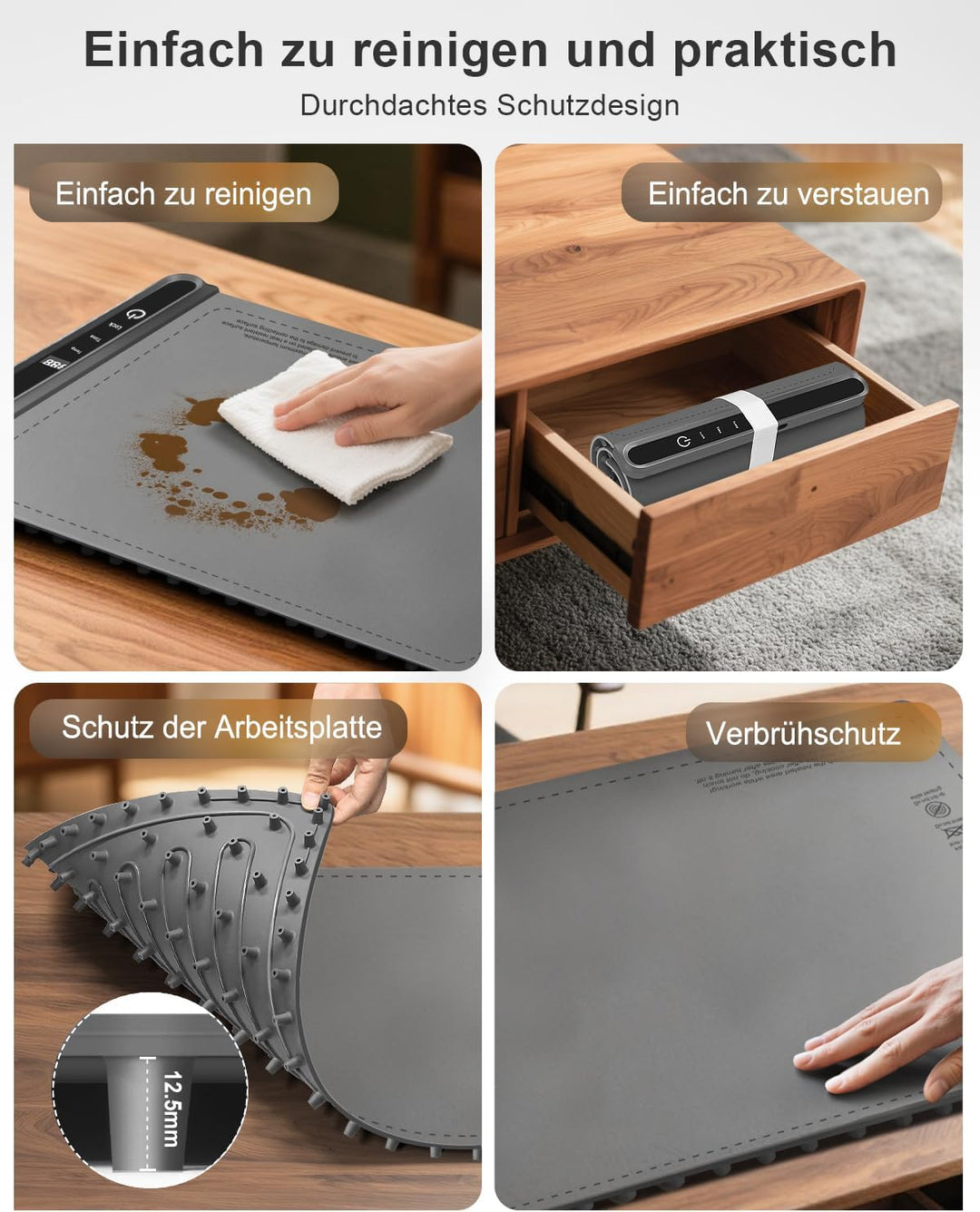 AUTOPkio Warmhalteplatte Elektrisch, Speisenwärmer Wärmeplatte 300W für Speisen Buffetwärmer 6 Tempe