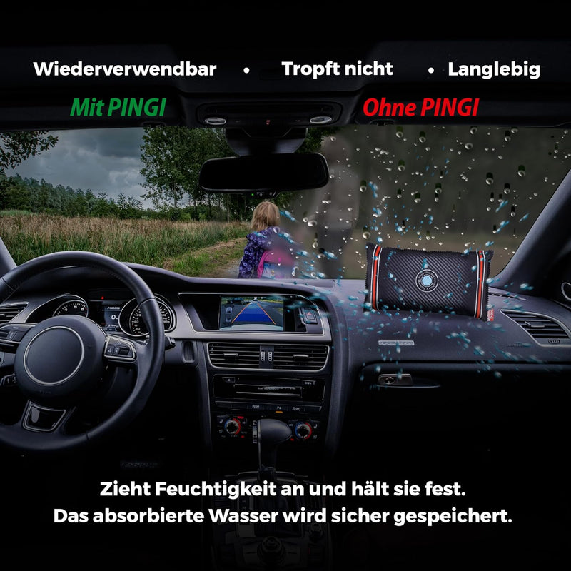 PINGI Auto Luftentfeuchter Tasche 1000g | Absorbiert Feuchtigkeit, Feuchtigkeit & Kondensation an Wi