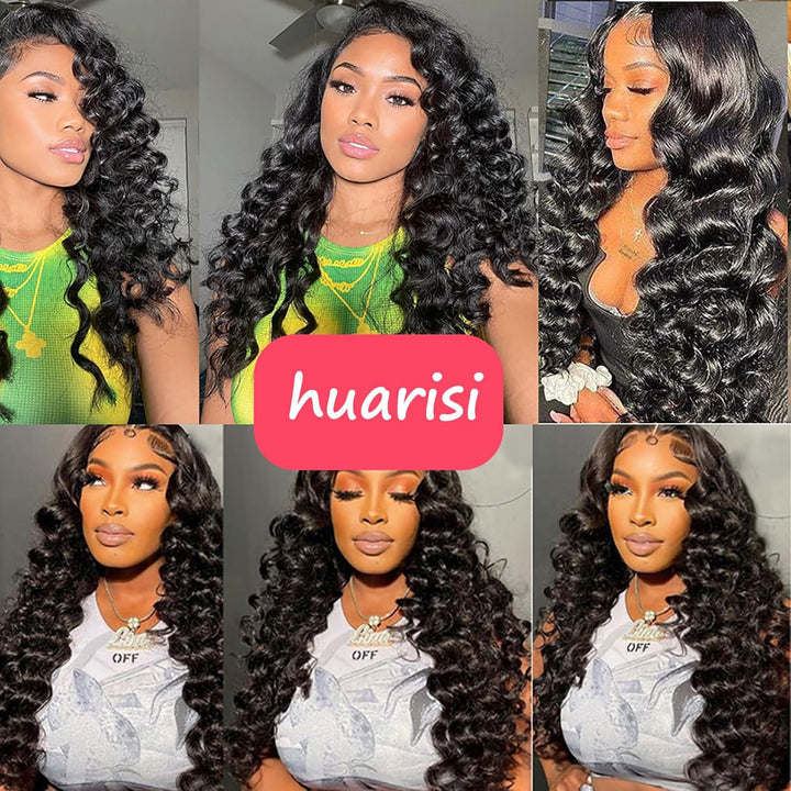 Huarisi Loose Wave 18 20 22 Human Hair Bundles, Brazilian Loose Wave Hair 3 Bundles, 8A Grade 100% U