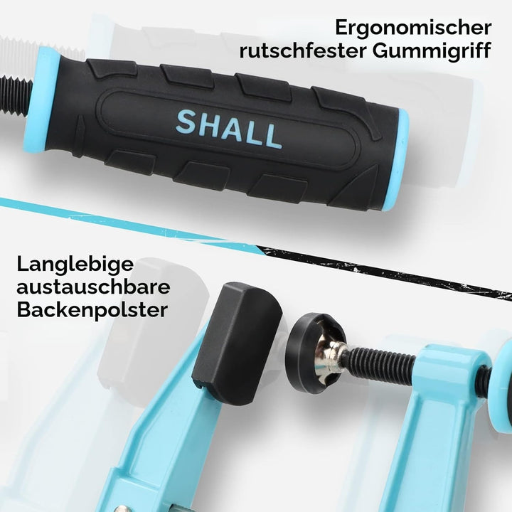 SHALL Schraubzwingen Set 4 Stück,Spannweite 150/300mm, Spannkraft 272kg（660 Pfund）, Aus Edelstahl，Pr