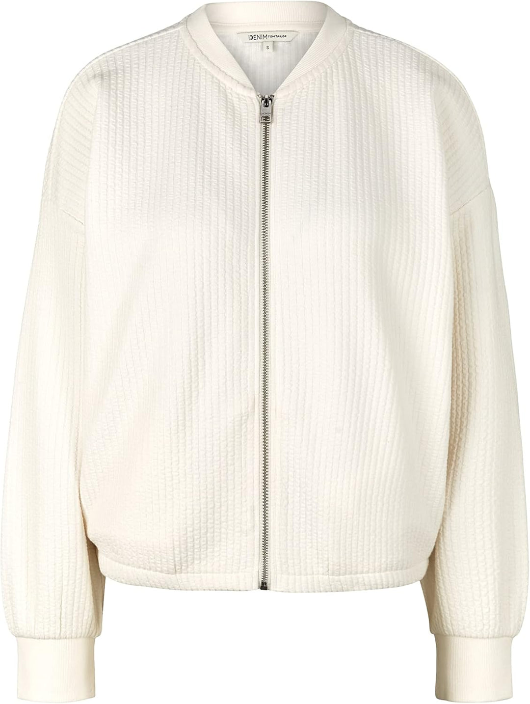 TOM TAILOR Denim Damen Sweatjacke mit Struktur L 10348 - Gardenia White, L 10348 - Gardenia White