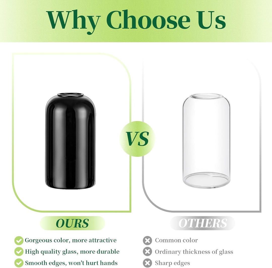 Hewory Kleine Vasen für Tischdeko: 6er Set Vase Schwarz Deko Glaszylinder Vase Glas, Klein Glasvase