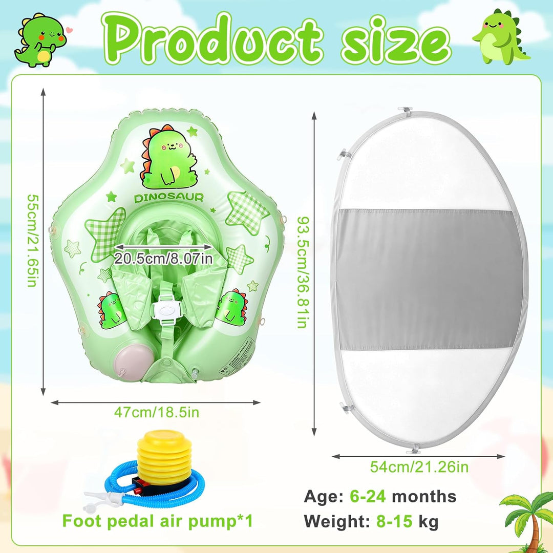 Mineup Baby Schwimmring mit Sonnendach, UPF50+ Baby Float, Schwimmhilfe Mit Sicherheitssitz, Schwimm