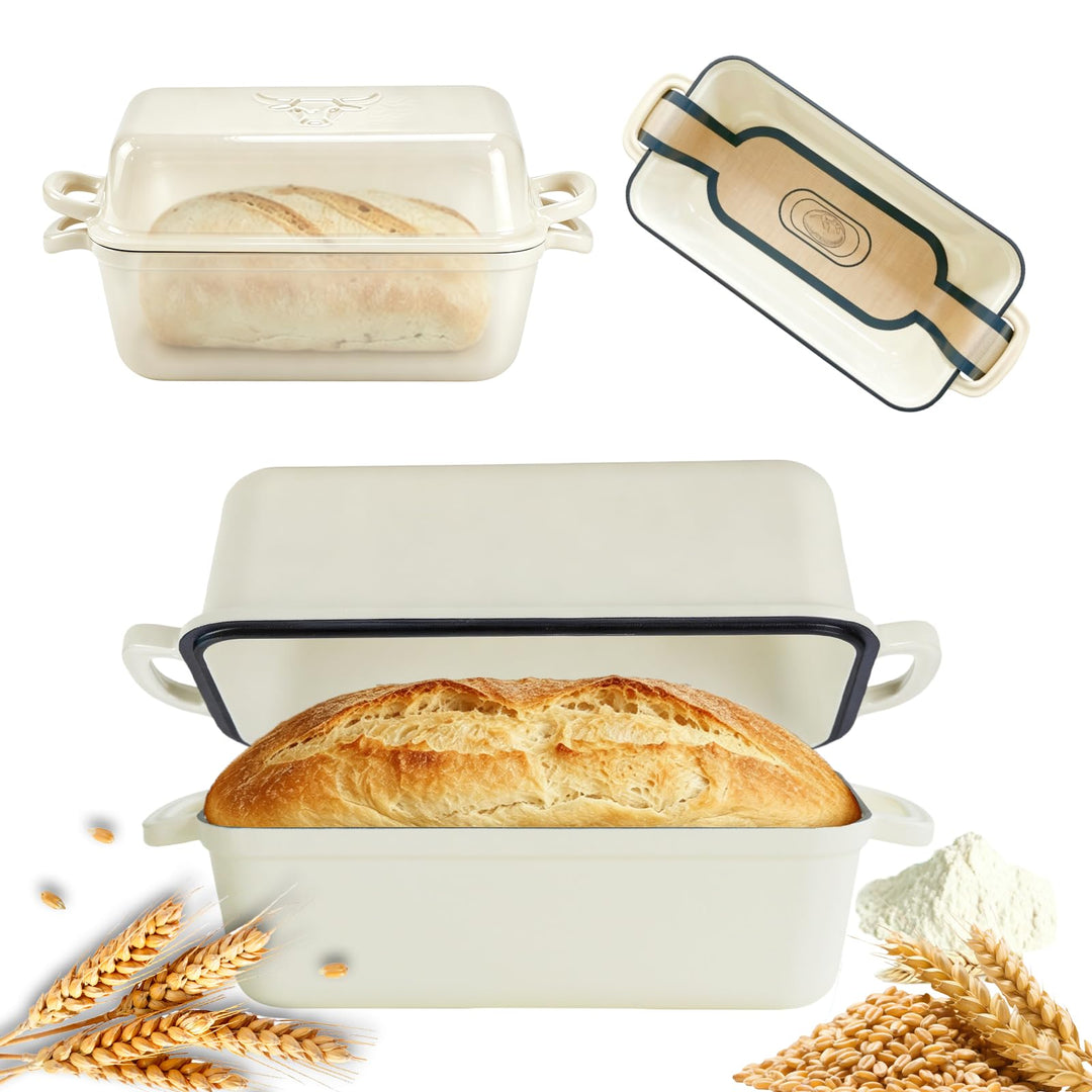Illidan 5.68 L Gusseisen Brotbackform,Brotbacktopf mit Deckel,Gusseisen Topf Brot Backen,Brotformen