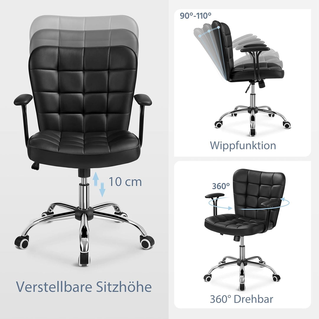 Yaheetech Bürostuhl Ergonomischer Schreibtischstuhl Bürosessel Arbeitsstuhl, Drehstuhl mit Weichen A