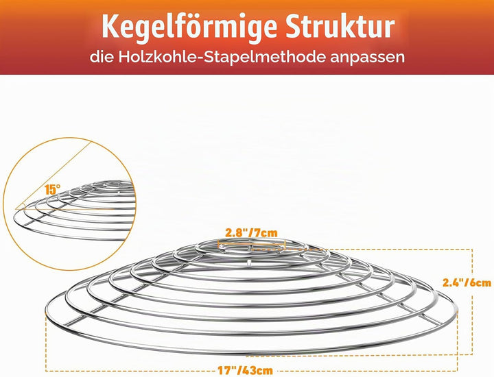 Onlyfire BBQ Holzkohlekörbe für Weber 57 cm Kugelgrills und Andere Holzkohlengrills ähnlicher Grösse