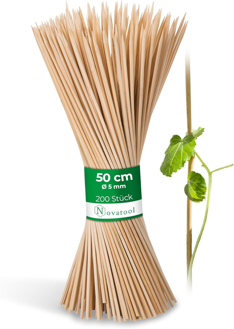 Novatool 200x Splittstäbe 50 cm x 5 mm I Natur I Rankstäbe Tomatenstäbe Rankstab Tomatenstab Blumenh