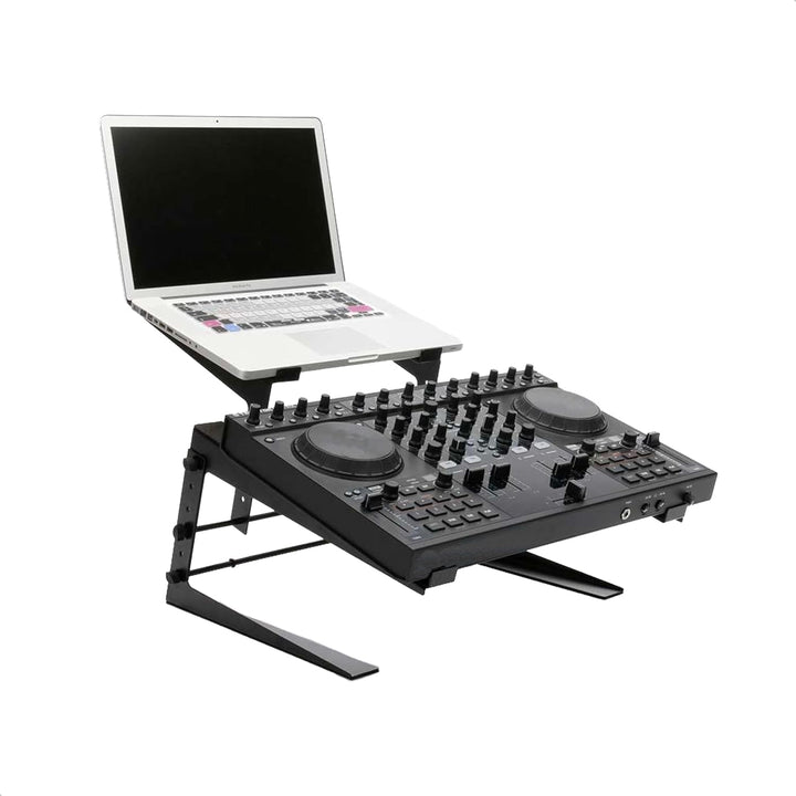 SLAP200 - IBIZA - Doppelständer für Laptop und DJ-Pult, 360° verstellbar - Schwarz