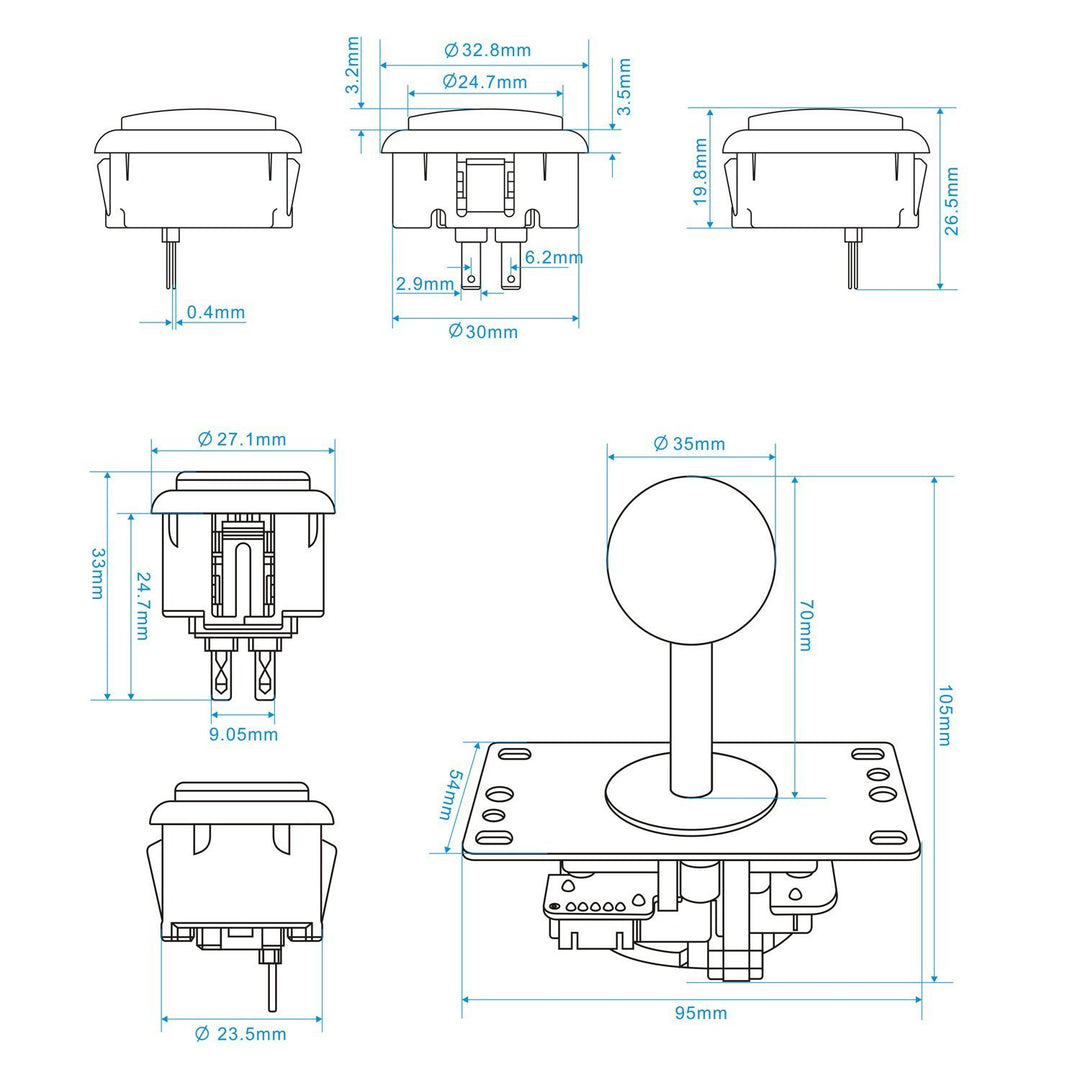 SJJX DIY Arcade Game Button and Joystick Controller Kit for Rapsberry Pi and Windows,5 Pin Joystick