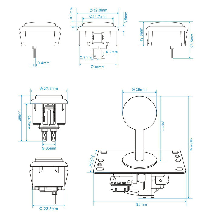 SJJX DIY Arcade Game Button and Joystick Controller Kit for Rapsberry Pi and Windows,5 Pin Joystick