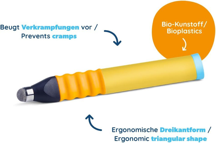 Edurino Eingabestift Ergonomisch – Dreipunktgriff für Kinder – Gelb, Gelb
