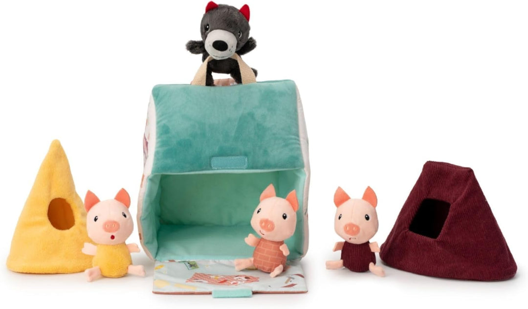 Lilliputiens - Haus des Wolfs und der DREI kleinen Schweinchen - Stoffspielzeug inspiriert vom berüh