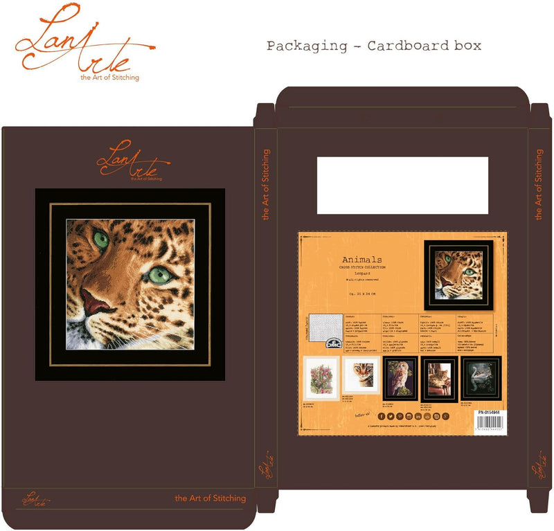 LANARTE PN Zählmusterpackung Leopard Zählstoff Kreuzstichpackung, Baumwolle, Mehrfarbig, 35 x 34 x 0