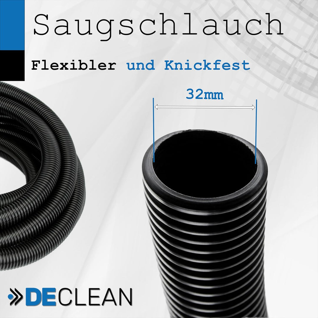 DeClean 3 Meter Saugschlauch Schlauch kompatibel mit Kärcher Staubsauger NT 14/1,NT 25/1,NT 27/1,NT
